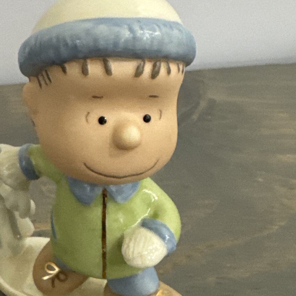 RARE Peanuts Linus Ice Skating W/Blanket Lenox- A Skating Party - Vintage Figure - Picture 13 of 13